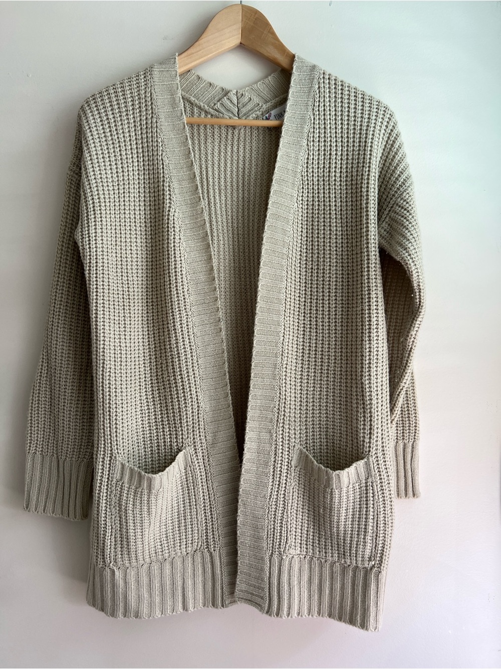 Pink Rose Open-Front Cardigan Sweater in Cream